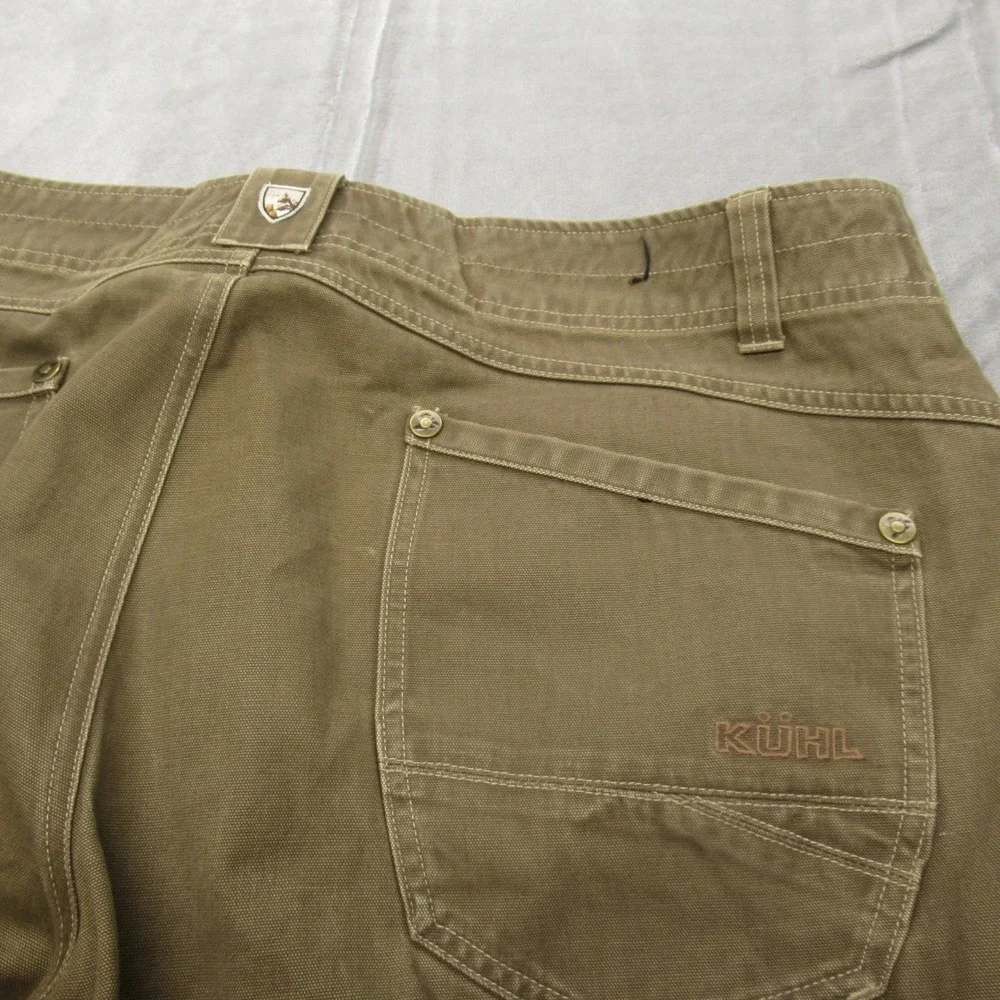 Kuhl Lawless Pant Men 40x30 Green Canvas Relaxed Rugged Double Knee Work Roofing